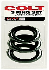 Colt 3 Cock Ring Set Rubber Black - Large (se-6840-03-2) (113536)